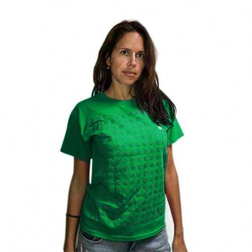 Zelené unisex tričko pokryté guličkami zo suchého zipsu